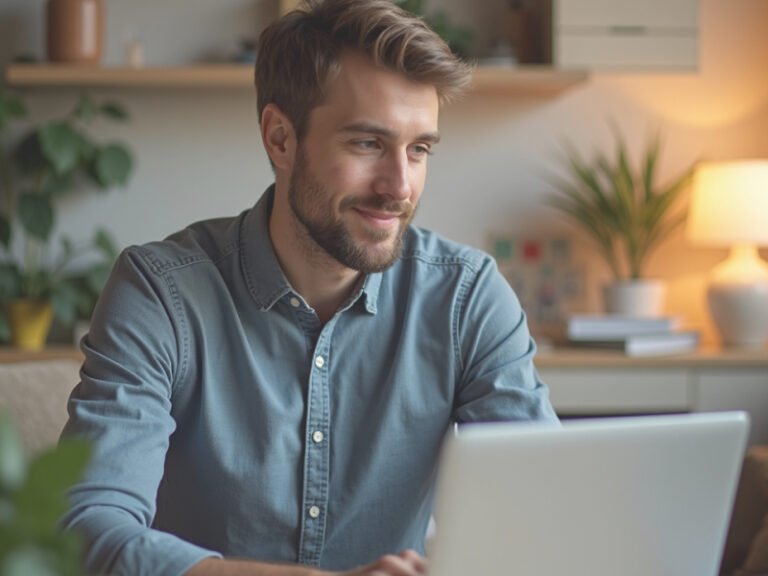un hombre sentado frente a su computadora